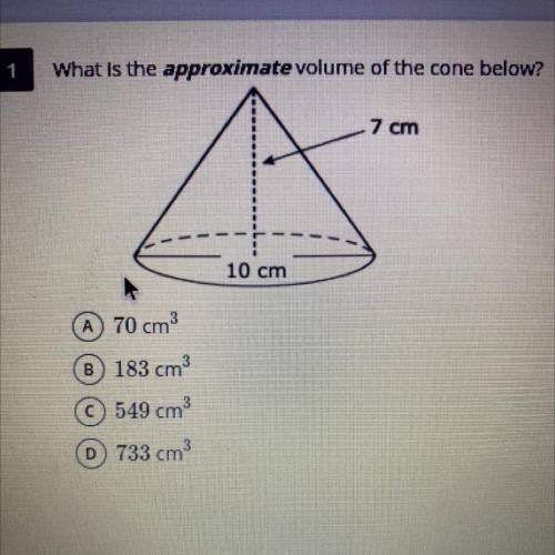 What is the approximate volume of the cone below?