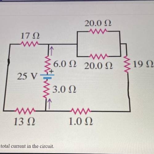 What is the total current in the circuit 
I’m stuck if anyone can figure it out pls help