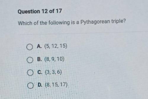 Which of the following is a Pythagorean triple?​