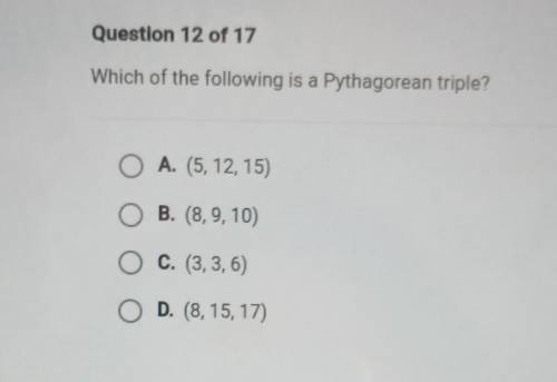 Which of the following is a Pythagorean triple?​