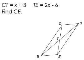 Ct=x+3 te=2x-6 find ce