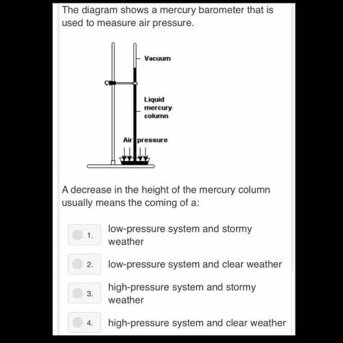 A decrease in the height of the mercury column usually means the coming of a.