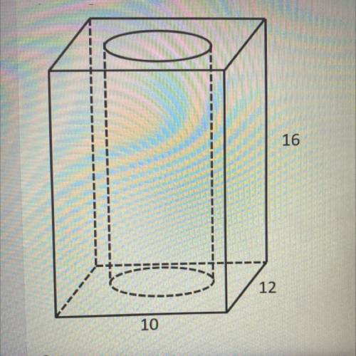 What is the volume of the solid if a 6 inch (diameter hole is drilled all the way