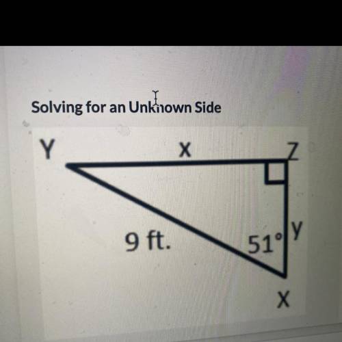 Find the length of side y. 
y=_ft