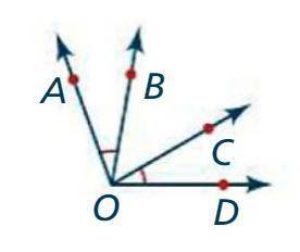 Use the diagram and solve for x if:angel AOB= 4x - 2; Angel BOC=5x + 10; Angel COD=?