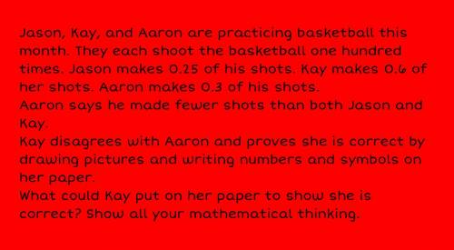 Jason, Kay, and Aaron are practicing basketball this month. They each shoot the basketball one hund