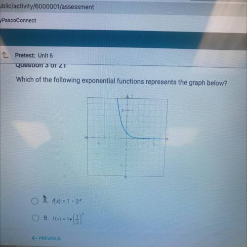 Which of the following exponential functions represents the graph below