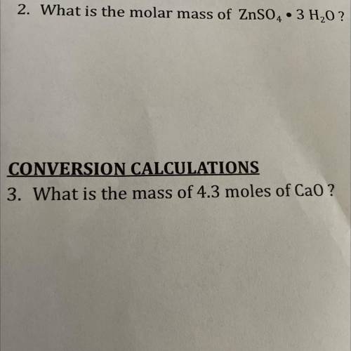 What is the mass of 4.3 moles of CaO(show work please)