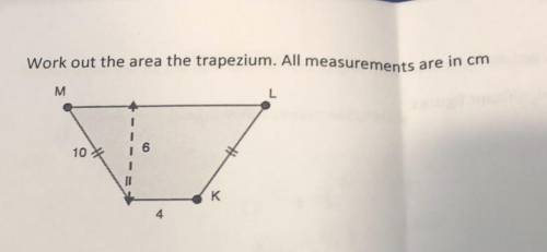 Work out the area the trapezium. All measurements are in cm.