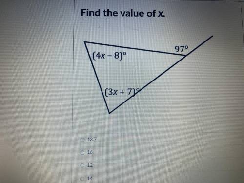 Find the value of x find the value of x