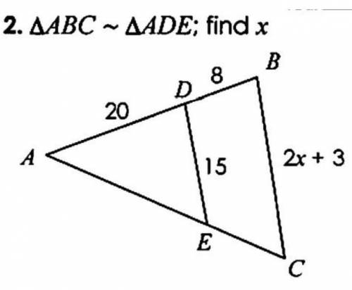 △ABC ~ △ADE, find x. Please help!