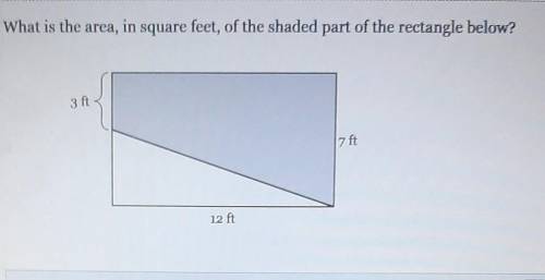 What is the area in square feet of the shaded part of the rectangle below?​