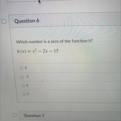 Which number is a zero of the function h?