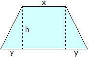 If x = 7 units, y = 2 units, and h = 9 units, find the area of the trapezoid shown above using deco