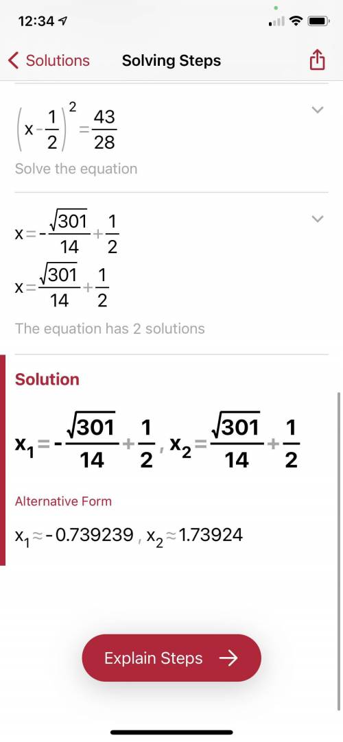 I need to slove −7x ^2 +x+9=−6x