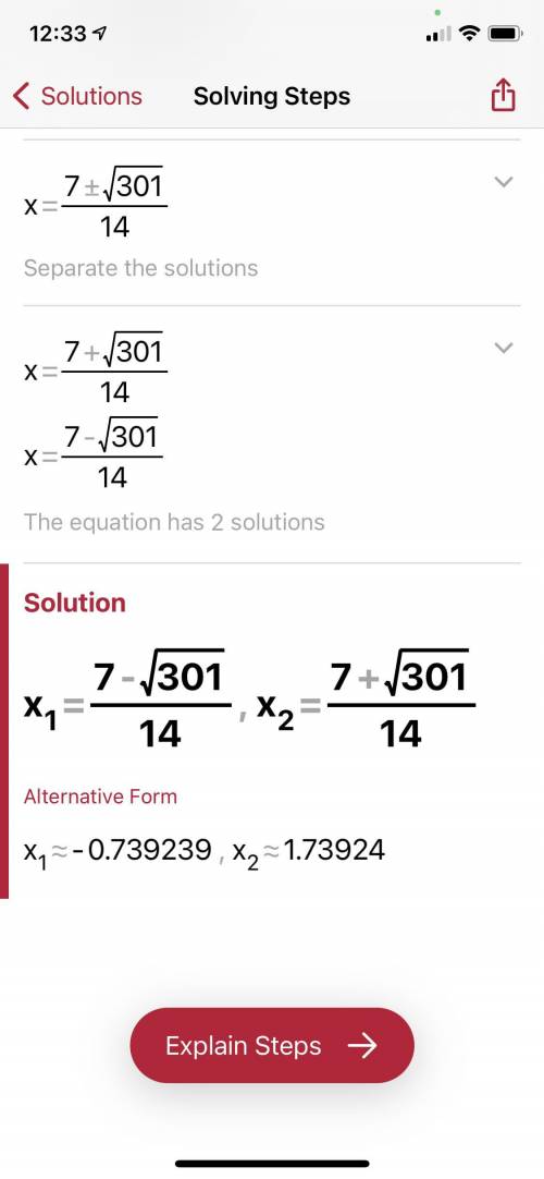 I need to slove −7x ^2 +x+9=−6x