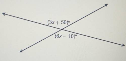 What is the value of x? (3x + 50) Enter your answer in the box (6x - 10) X =​