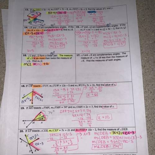 Unit 1: Geometry Basics Homework 3: Angles Relationships