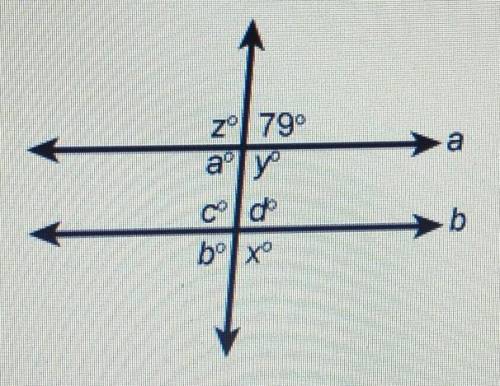 Lines a and b are parallel.What is the measure of angle b? Enter answer in the box. b=​