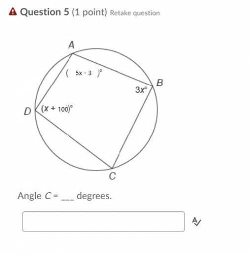 Please please please help me i really need help
angle c = ___ degrees