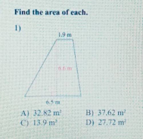 Please help! find the area of each