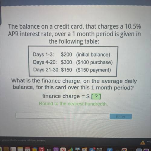 What is the finance change on the average daily balance for this card over this 1 month period?

F
