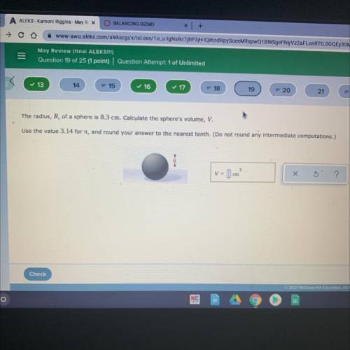 Calculate the sphere volume vv