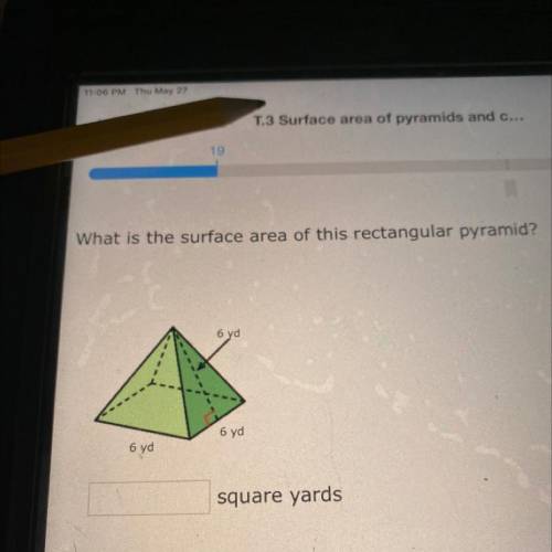Could someone please help me with the surface area of this rectangle pyramid