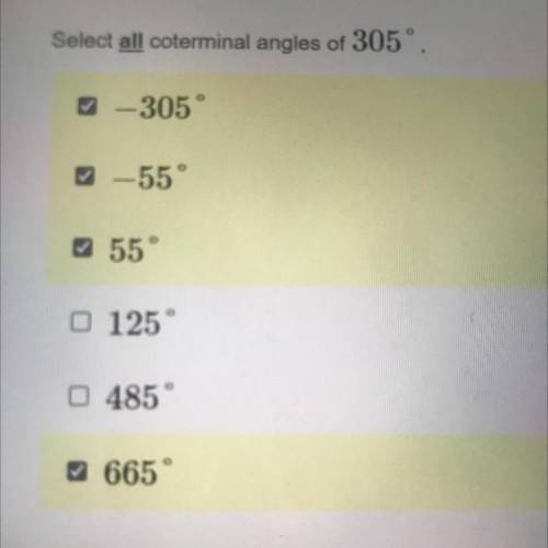 Coterminal angles of 305