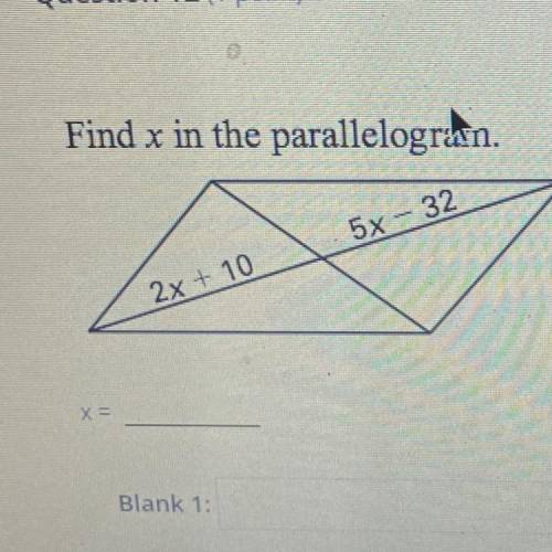 Find x in the parallelogram