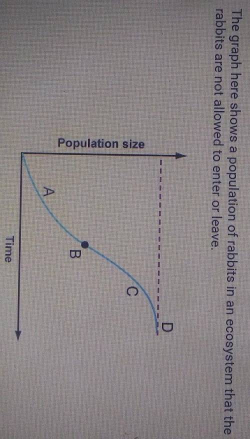 Which statement best describes the population at point B?

A. The death rate is high. B. There is