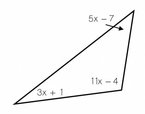What is the value of x in the triangle shown below?