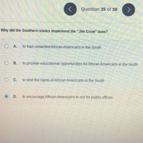 Why did the southern states implement the “jim crow” laws?

(ignore that i accidentally clicked an