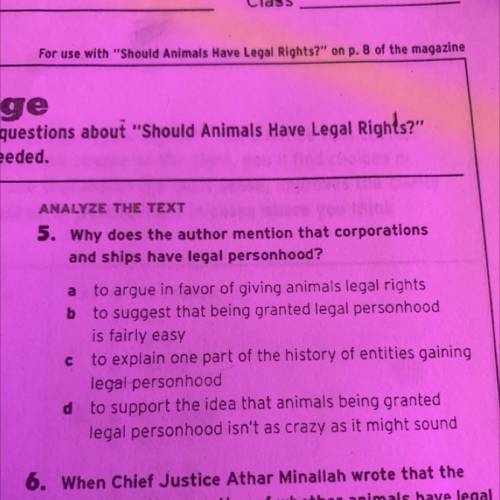 А

b
ANALYZE THE TEXT
5. Why does the author mention that corporations
and ships have legal person