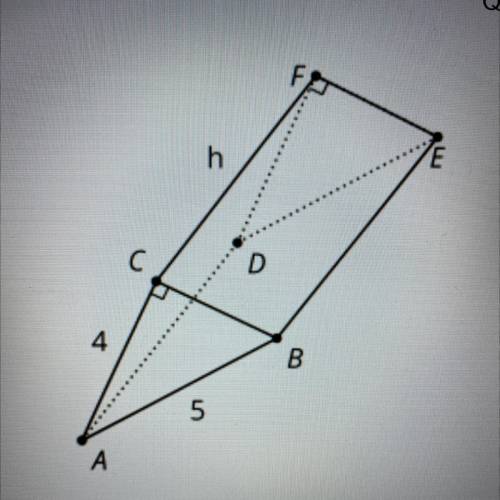 This prism has a right triangle for a base. The volume of

the prism is 54 cubic units.
What is th