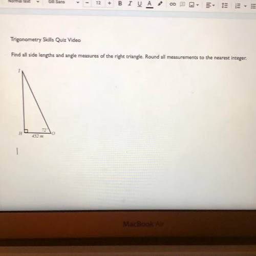 Trigonometry Skills Quiz Video

 Find all side lengths and angle measures of the right triangle. R