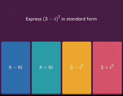 Express (3-i)^2 in standard form
