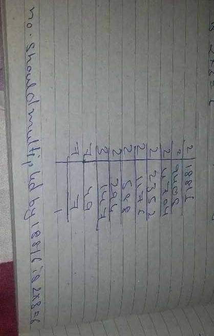 What number should be multiplied with 18816
so that 18816 is a perfect square
square number?