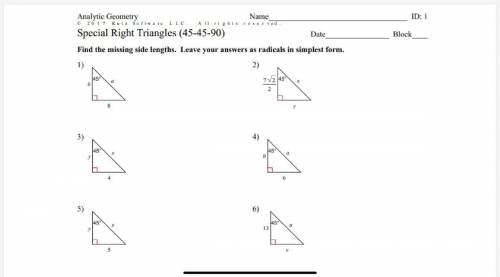 45-45-90 Right Triangles! Can somebody solve these for me?