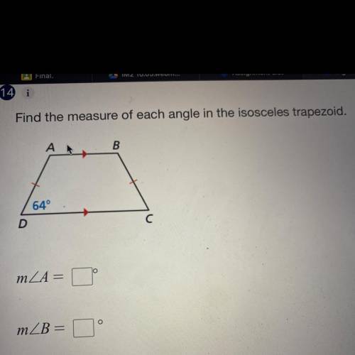 Find the measure of each angle in the isosceles trapezoid.