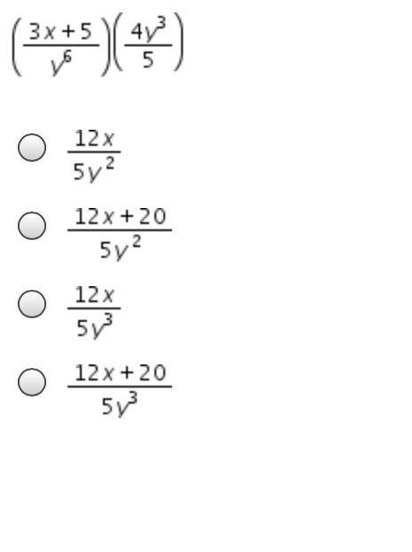What is the product of the expressions? Assume y is not equal to 0.
NO LINKS