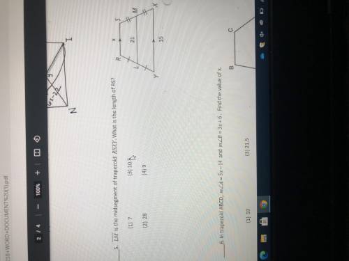 LM is the midsegment of trapezoid RSXY. What is the length of RS?
Can somebody help me with this