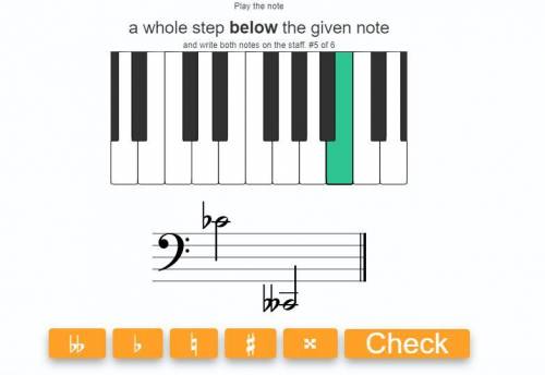 what is a whole step below the given note, where is the note on the music scale, and what's the sta