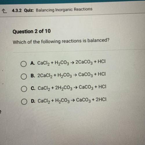Which of the following reactions is balanced?