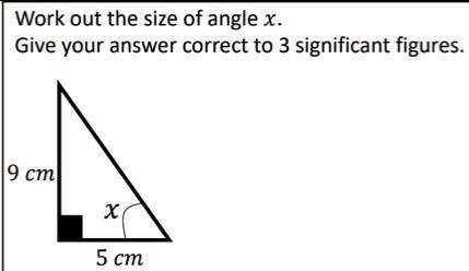 Work out the size of the angle X.
Give your answer correct to 3 significant figures.