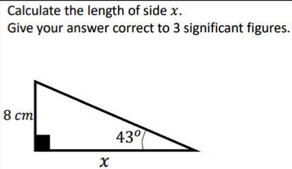 Calculate the length of side x.
Give your answer correct to 3 significant figures.