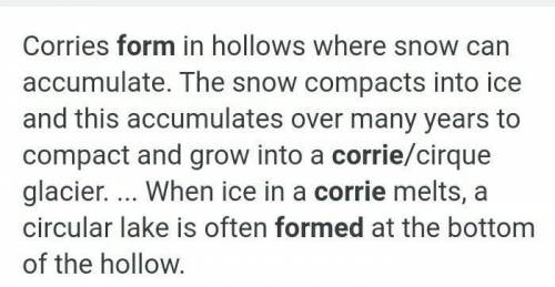 Explain how a corrie is formed