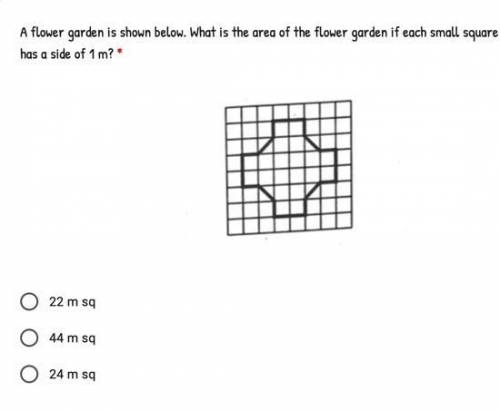 A flower garden is shown below. What is the area of the flower garden if each small square has a si