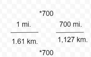 A traveler from Europe wants to

convert the distance 700 miles to
kilometers. If 1 mile equals
1.6