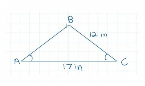 Find measure of angle C if the area of ABC (below) is 54 square inches.

Note: Diagram is not nece
